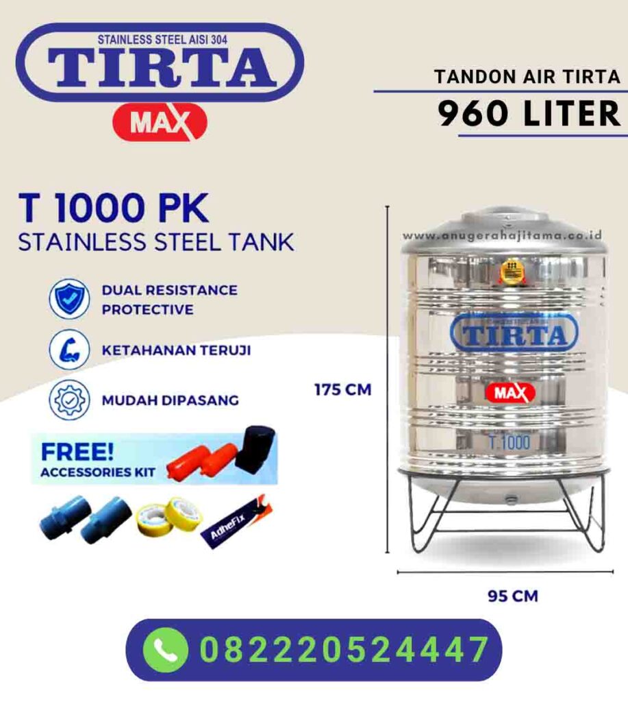 ukuran tangki air stainless 1000 liter