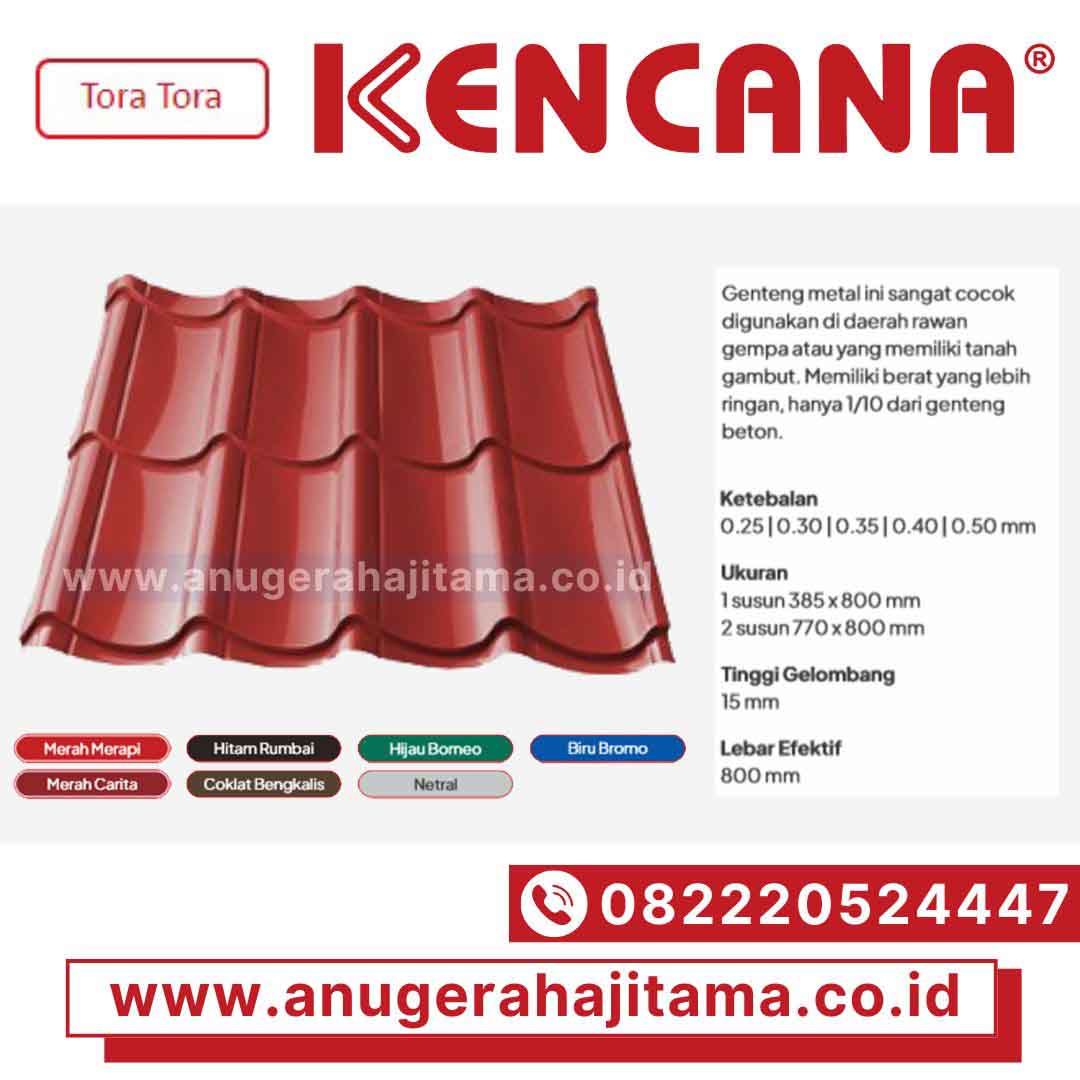ukuran genteng metal kencana tora tora
