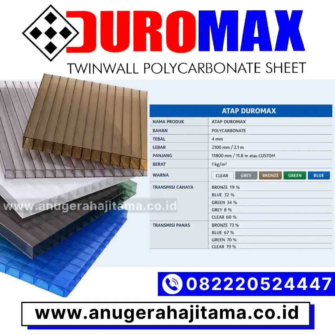 spesifikasi atap polycarbonate duromax