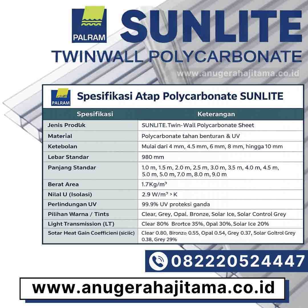 spesifikasi atap polycarbonate sunlite